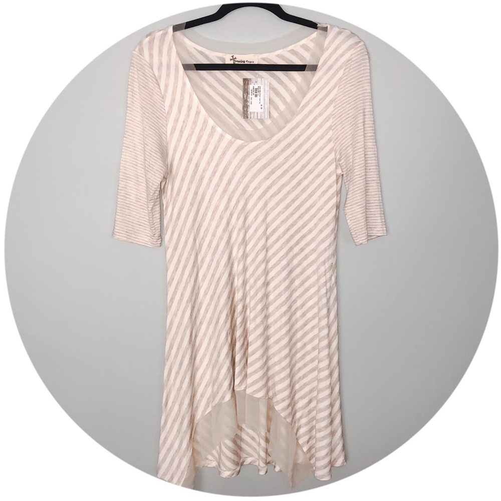 Amazing Grace Fall Striped Tunic with Lace L